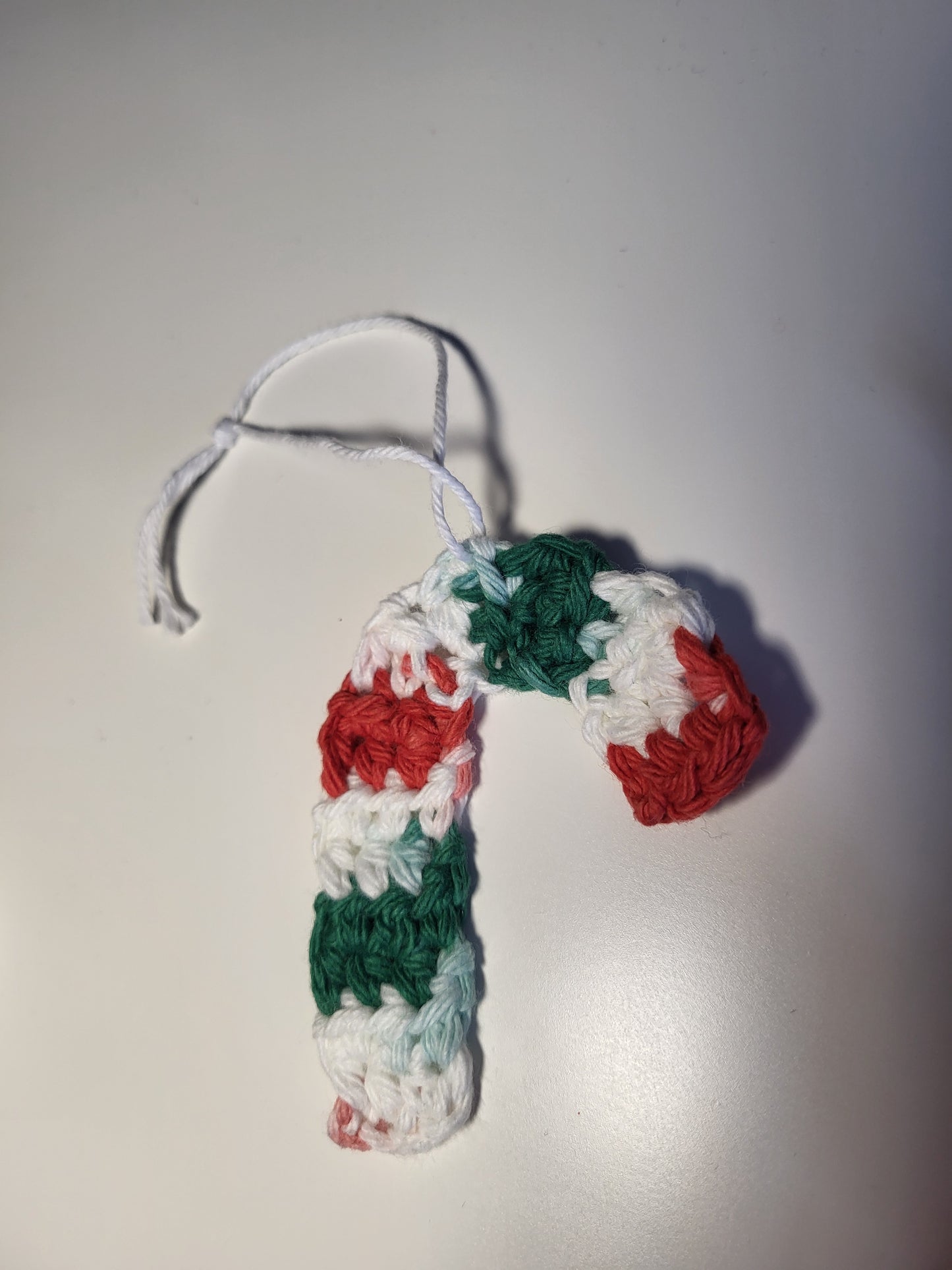 Crochet Candy Cane Ornament – Red, White & Green Christmas Decoration