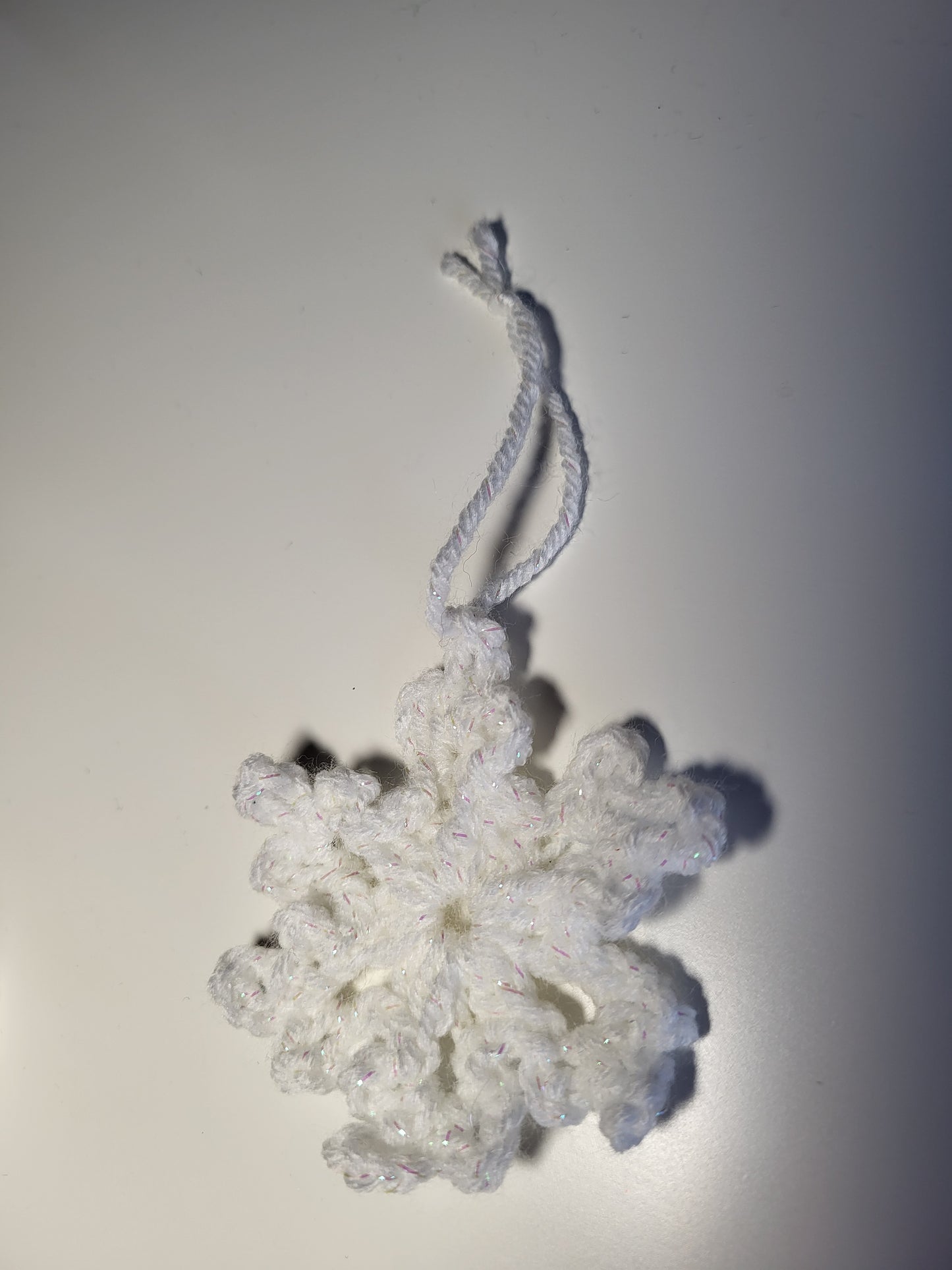 White Crochet Snowflake Ornament – Sparkling Christmas Tree Decoration