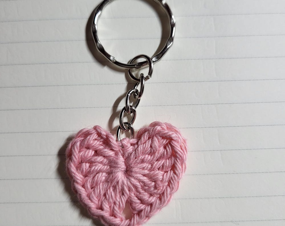 Handmade Crochet Heart Keychain